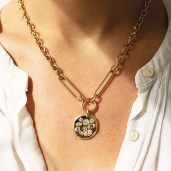 18K Trombone Charm Holder Chain Necklace Flower 