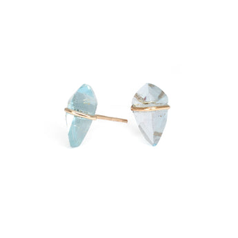 10K Kite Stud Earrings in Blue Topaz Earrings Rava Small 