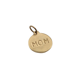 VINTAGE - 14K MOM circle charm Flower Jewelry Corp 
