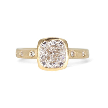 The Atlantic Engagement Ring Setting With Diamond Accent Band Engagement Ring Page Sargisson 18K Yellow Gold Cushion 