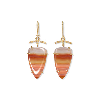 SALE - 18K Agate and Diamond Bar Earrings Hidden Page Sargisson 