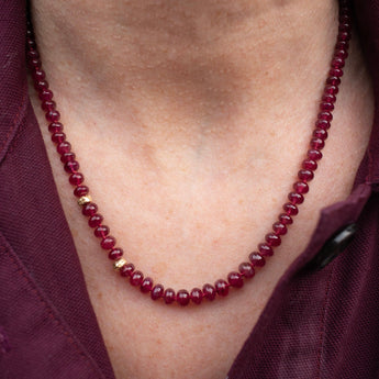 18K Carved Bead and Ruby Strand Necklace Necklaces Page Sargisson 