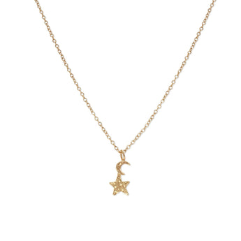 Teeny Tiny Necklaces- Dual Shape Necklace Page Sargisson Star/Moon 10K Yellow Gold 