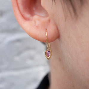 18K Teardrop Earrings in Pink Sapphire Earrings Page Sargisson 