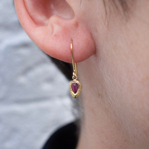 18K Teardrop Earrings in Ruby Earrings Page Sargisson 