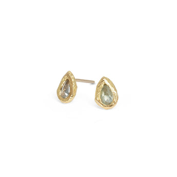 18K Teardrop Studs in Green Sapphire Earrings Page Sargisson 