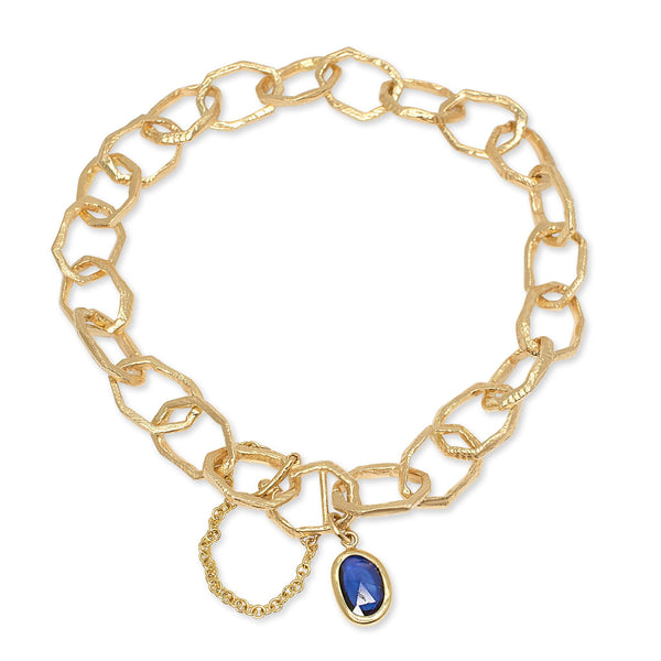 18K Hand Carved Small Link Bracelet