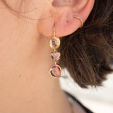 18K Triple Drop Earring in Pink Sapphire Earrings Page Sargisson 
