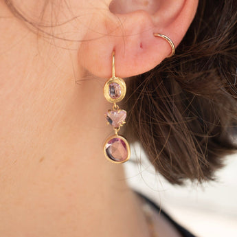 18K Triple Drop Earring in Ruby Earrings Page Sargisson 