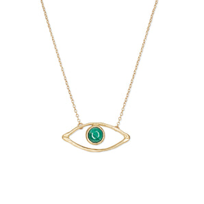 10K Semi-Precious Stone Evil Eye Necklace Necklace Page Sargisson Malachite 