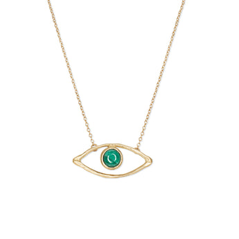 10K Semi-Precious Stone Evil Eye Necklace Necklace Page Sargisson Malachite 