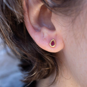 18K Teardrop Studs in Ruby Earrings Page Sargisson 