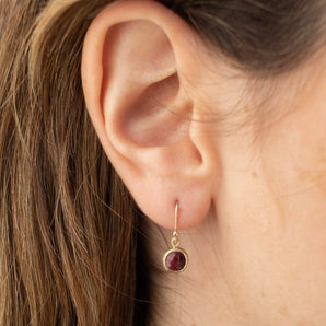 10K Semi-Precious Stone Drop Earrings in Garnet Earrings Page Sargisson 