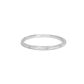 Platinum Carved Skinny Band with Diamonds Rings Page Sargisson 