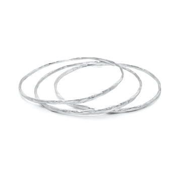 Hammered Bangle in Silver Bracelet Page Sargisson Set of 3 Bangles 