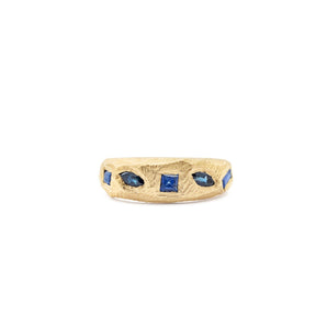 18K Geometric Mixed Band in Blue Sapphires Rings Page Sargisson 