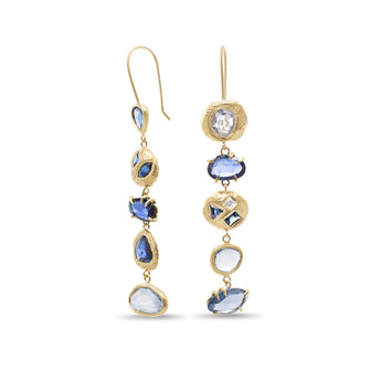 18K Five Drop Geometric Earrings In Ombre Blue Sapphires Earrings Page Sargisson 