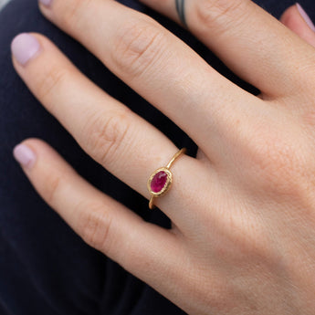 18K Oval Stone Ring in Ruby – Page Sargisson