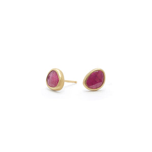 18K Smooth Freeform Studs in Ruby Earrings Page Sargisson 