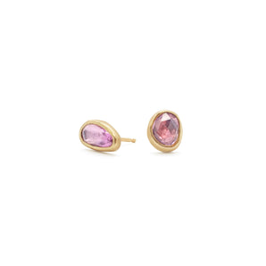 18K Smooth Freeform Studs in Pink Sapphire Earrings Page Sargisson 