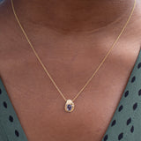 18K Oval Slider Necklace in Light Blue Sapphire Necklace Page Sargisson 