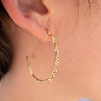 18K Wave Diamond Hoop Earrings Large Earrings Page Sargisson 