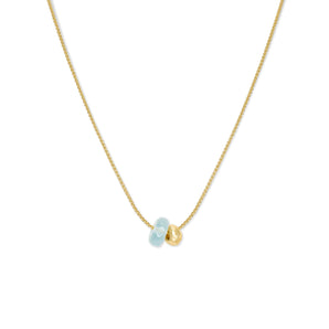 18K Gemstone Dual Bead Necklace with Aquamarine Necklaces Page Sargisson 