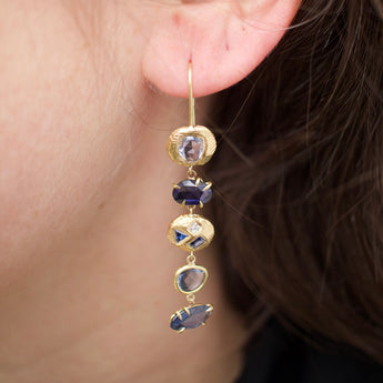 18K Five Drop Geometric Earrings In Ombre Blue Sapphires Earrings Page Sargisson 