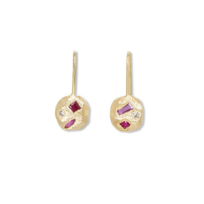 18K Geometric Ruby and Diamond Earrings Earrings Page Sargisson 