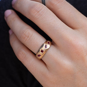 18K Geometric Mixed Band in Ruby Rings Page Sargisson 