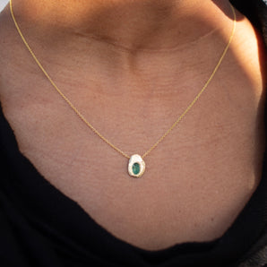 18K Oval Slider Necklace in Emerald Necklace Page Sargisson 