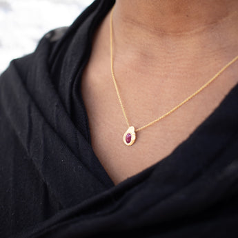 18K Oval Slider Necklace in Ruby Necklace Page Sargisson 