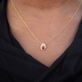 18K Oval Slider Necklace in Ruby Necklace Page Sargisson 