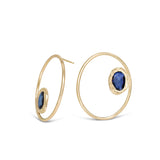 18K Large Open Oval Post Earrings with Blue Sapphire Earrings Page Sargisson 
