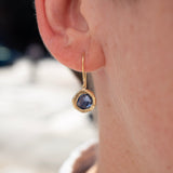 18K Freeform Drop Earring in Medium Blue Sapphire earrings Page Sargisson 