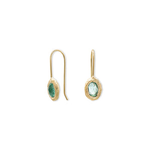 18K Oval Fixed Hook Earrings in Emerald Earrings Page Sargisson 
