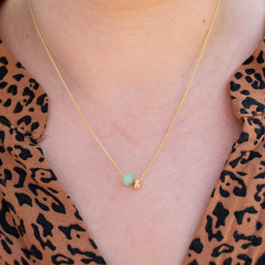 18K Gemstone Dual Bead Necklace with Chrysoprase Necklaces Page Sargisson 