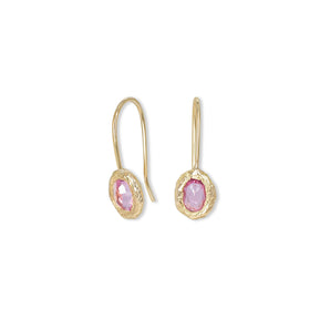 18K Oval Fixed Hook Earrings in Pink Sapphire Earrings Page Sargisson 