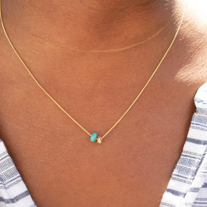 18K Gemstone Dual Bead Necklace with Turquoise Necklaces Page Sargisson 
