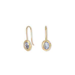 18K Oval Fixed Hook Earrings in Light Blue Sapphire Earrings Page Sargisson 