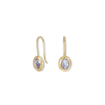 18K Oval Fixed Hook Earrings in Light Blue Sapphire Earrings Page Sargisson 