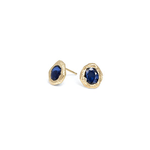18K Freeform Stud Earring in Dark Blue Sapphire Earrings Page Sargisson 