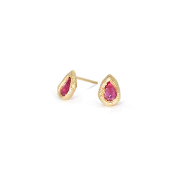18K Teardrop Studs in Ruby Earrings Page Sargisson 