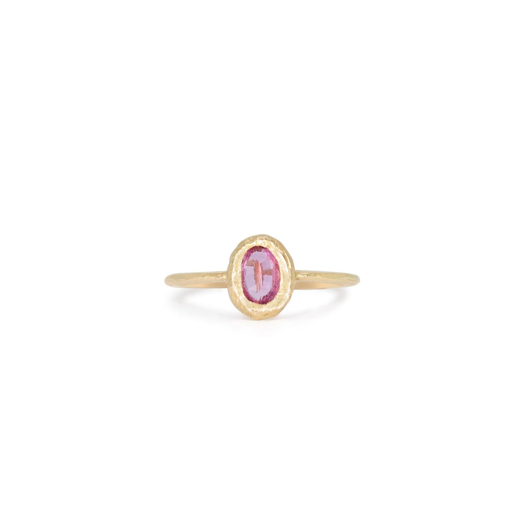 18K Oval Stone Ring in Pink Sapphire Rings Page Sargisson Stone Vertical 4 