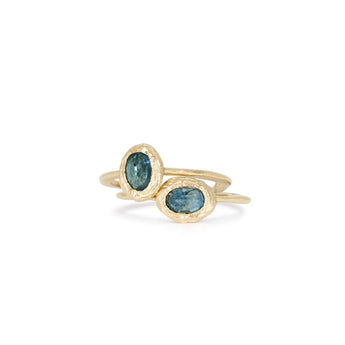 18K Oval Stone Ring in Teal Sapphire Rings Page Sargisson 