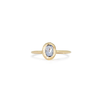 18K Oval Stone Ring in Light Blue Sapphire Rings Page Sargisson Stone Vertical 4 