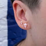 18K Kite Stud Earrings in Pink Opal Earrings Gemorex 