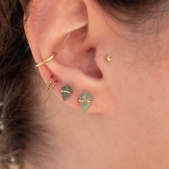 18K Kite Stud Earrings in Green Aventurine Earrings Gemorex 