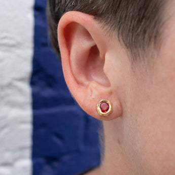18K Freeform Stud Earring in Poppy Red Sapphire Earrings Page Sargisson 