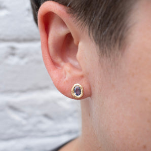18K Freeform Stud Earring in Light Blue Sapphire Earrings Page Sargisson 